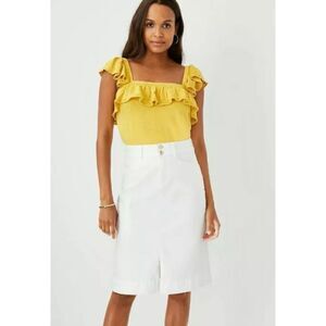 NWT SOLD OUT Ann Taylor Linen Blend Ruffle Shell Tank in YELLOW Cute! Size S‎